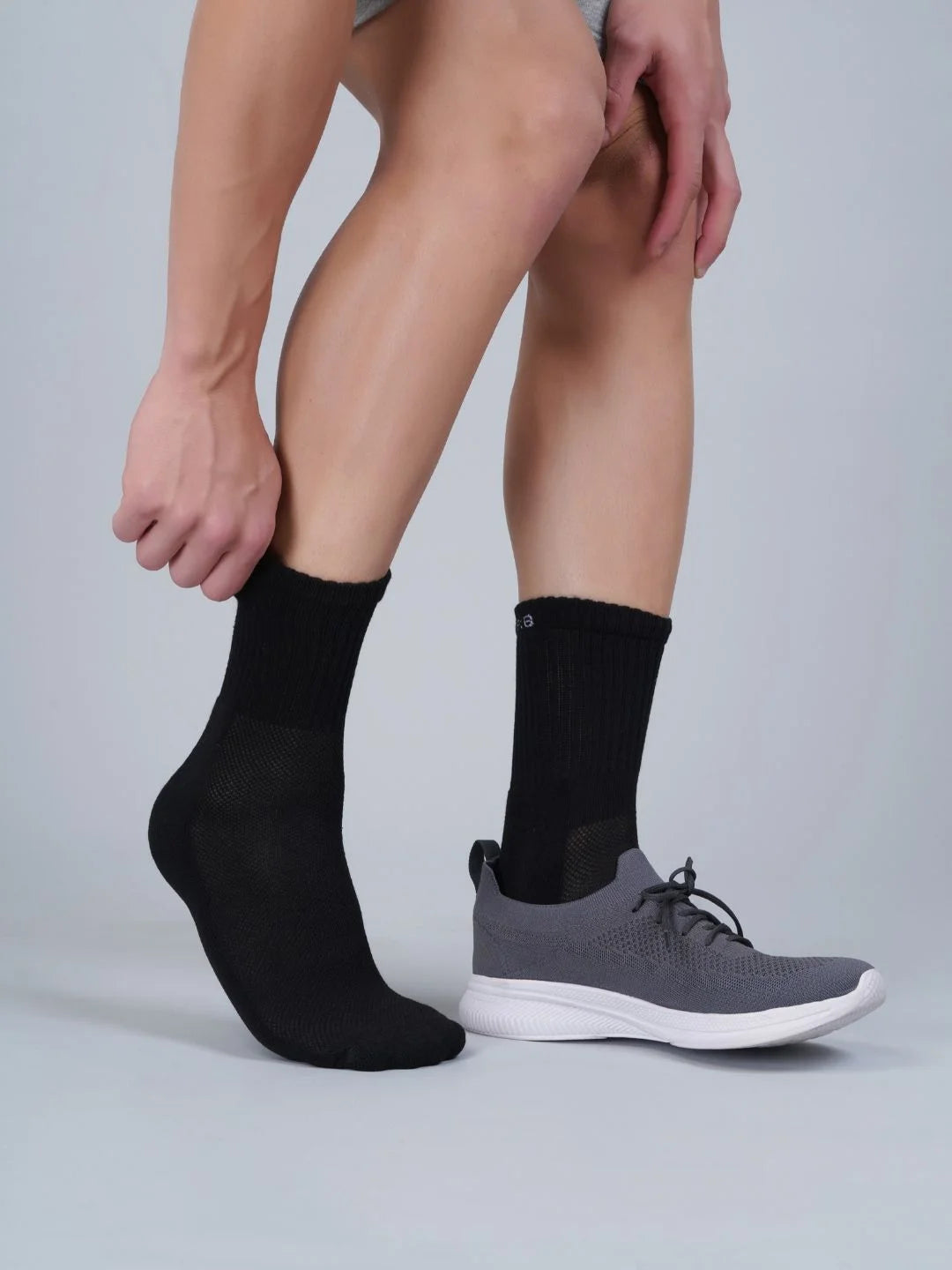 Air Garb Crew Black Socks for Men & Women - Cushion Breathable - Pack of 3