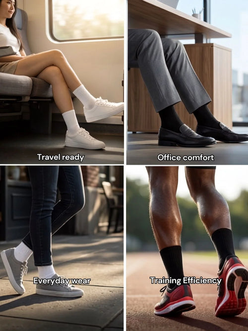 Air Garb Black Crew Length Cushioned Socks, Cotton Blend